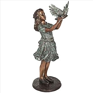 Design Toscano Destiny and The Dove of Peace Little Girl Cast Bronze Garden Statue