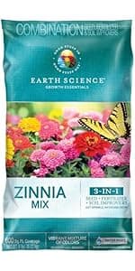 Wildflower Pollinator Mix from Earth Science, 3-in-1 Mix with Premium Wildflower Seed, Plant Food and Soil Conditioners, Non-GMO, for Bees, Hummingbirds, Butterflies, Pollinators 6 lb