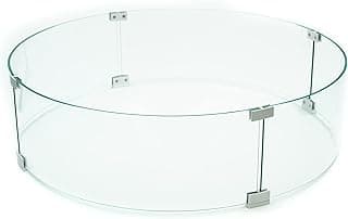 AMS Fireplace 36" Round Fire Pit Glass Wind Guard | Clear Tempered Glass Flame Protective Pane. Wind Resistant with Aluminum Corner Bracket