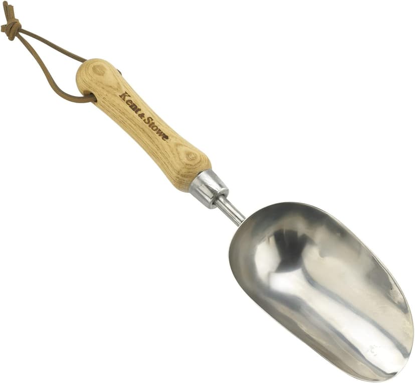 Stainless Steel Hand Potting Scoop, Compact Garden Scoop for Compost and Soil, Classic All Year Round Garden Tools Made from Stainless Steel and Ash Wood