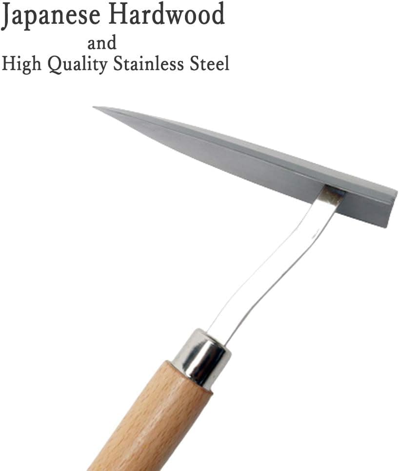 Japanese Garden Landscaping Triangle Hoe with Stainless Steel Blade & Wood Handle Made in Japan Traditional Craftsmanship
