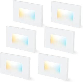 CLOUDY BAY Dimmable Upgraded 3 Color 120V LED Indoor Outdoor Step Lights,3000K/4000K/5000K 3W 100lm,Stair Light,White,6 Pack