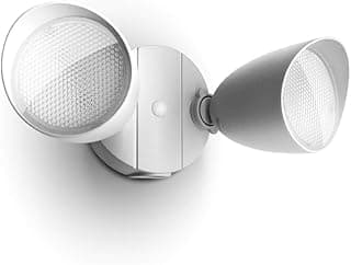 LUTEC 6222W 2500 Lumen 32 Watt 28 LED Dual-Head Floodlight Outdoor, Full Metal Design, Waterproof Exterior Security Wall Light for Patio, Garden, Yard-White