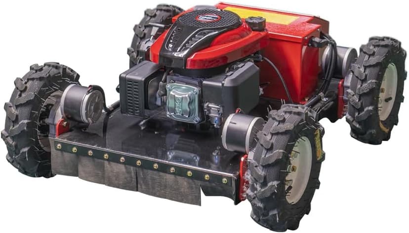 Remote Mower, Remote Control Lawn Mower, Small Crawler Oil-Electric Hybrid Four-Wheel Drive Lawn Mowing and Weed Whacker, All Terrain Grass Cutter Yard Mower, 30° Climbing (SKD-196-EASY)