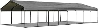 MELLCOM Metal Carport 20x40 FT, Heavy Duty Carports with Galvanized Steel Roof and Frame, Easy Assembly Car Shed with Enhanced Base, Expanding Garage Space for Pickup, 2 Cars, Boat