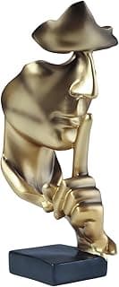 aboxoo Thinker Statue, Silence is Gold Abstract Art Figurine, Modern Home Resin Sculptures Decorative Objects Piano Desktop Decor for Creative Room Home, Office Study (Large Gold)