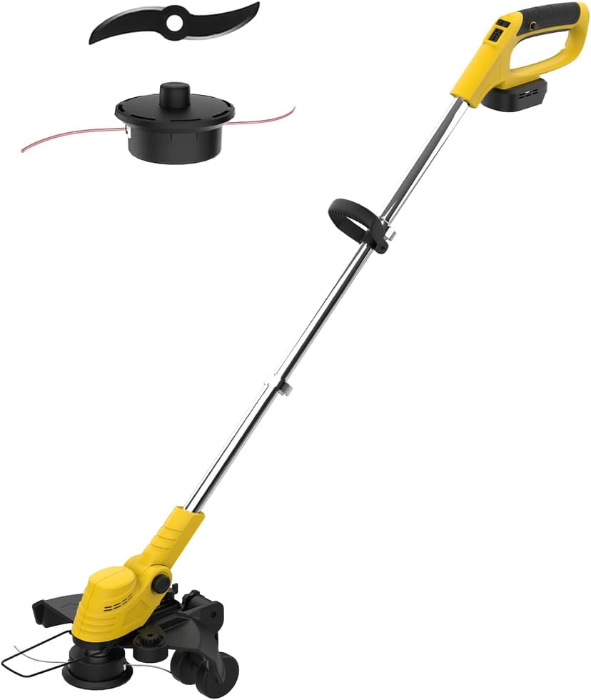 Brushless Motor Metal Blade & Dual-Line Bump-Feed Cordless Weed Wacker with Battery and Charger, Edger Lawn Tool, for Petite Yards and Residential Lawns