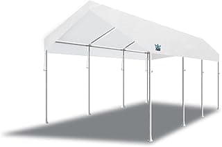 King Canopy Hercules 10-Feet by 20-Feet, 2-Inch Steel Frame, 8-Leg, Carport, White