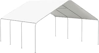 Outsunny Carport, 19' x 19.5' Heavy Duty Party Tent, Portable Garage, Outdoor Canopy Tent with Galvanized Steel Frame for Car, Truck, Boat, Motorcycle, Bike, 8 Legs, White