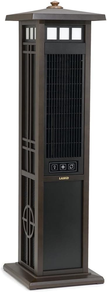 Lasko 4890 Elegant Living Fan with Remote Control-Features Accent Lighting and Widespread Oscillation-Perfect for Outdoor Patios, Decks, or Balconies, Brown