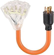 30Amp to 20Amp 110V Generator Adapter Cord, 3 Prong NEMA L5-30P to 5-20R/5-15R Generator Adapter Distribution Locking Cord with Lighted Power Indicator, STW 10 AGW, 1.5FT, ETL Listed