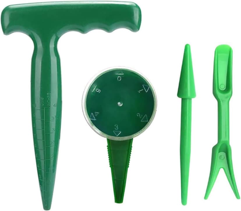 4 Pack Garden Hand Planter Seeder Tool Adjustable Plant Sow Traditional Sets, Sowing Seeds Dispenser, Seedlings Dibber and Widger