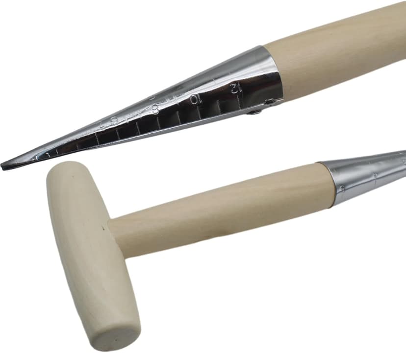 Garden Hand Dibber Seed Planter Tool Stainless Steel Sow Dibbler with Wooden Handle Garden Hole Punch Dibbler Tool for Sowing Seed (1pcs)