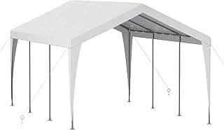 Carport 10x20 Heavy Duty Portable Garage,Galvanized Frame Carport Canopy,Portable Garages and Shelters with 8 Leg&4 Wind Rope,Car Tent Garage with All-Season Tarp for Boat Truck Bike,Without Sidewall