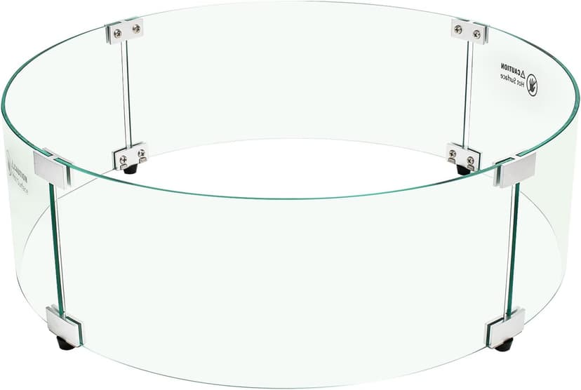 Apromise Fire Pit Wind Guard - 23" x 7" Fire Pit Glass Wind Guard for Round Fire Pit Table | 1/5-Inch Thickness Tempered Glass & Hard Aluminum Corner Brackets