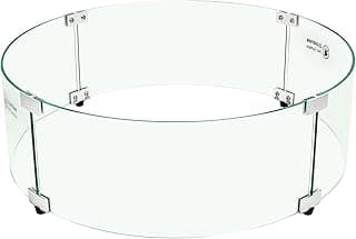 Apromise Fire Pit Wind Guard - 23" x 7" Fire Pit Glass Wind Guard for Round Fire Pit Table | 1/5-Inch Thickness Tempered Glass & Hard Aluminum Corner Brackets