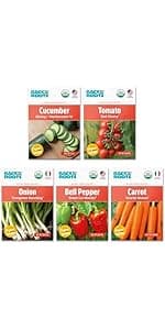 Back to the Roots Heirloom Organic, Non-GMO & USA Grown Seeds, 30ct Herb, Fruit, and Veggies, Assortment May Vary, Guaranteed to Grow