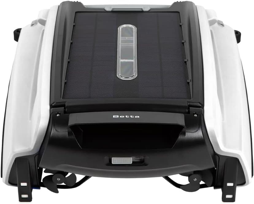 Betta SE Solar Powered Automatic Robotic Pool Surface Skimmer Cleaner with 24/7 Continuous Cleaning Battery Power and Re-Engineered Twin Salt Chlorine Tolerant Motors (White)
