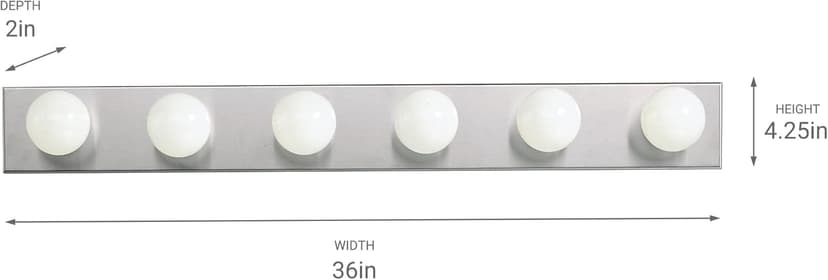 Kichler 36" Bath Bar Vanity Light in Brushed Nickel, 6-Light Traditional Bathroom Light, (36" L x 4.25" H), 626NI