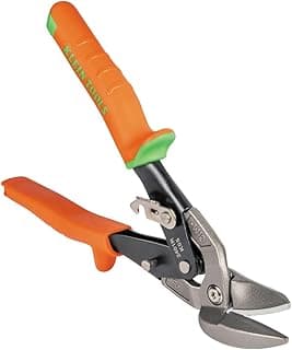 Klein Tools 2401R Right-Cutting Offset Snips, Aviation Tin Snips with Forged Blade for Precision Sheet Metal Cutting