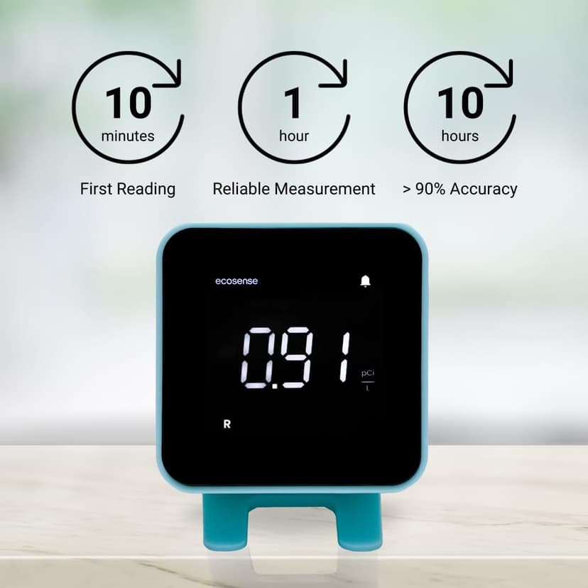 Ecosense EB100 EcoBlu, Home Radon Detector, Capture & Display Results Every 10 Minutes, Short & Long-Term Continuous Monitoring, Easy to Use