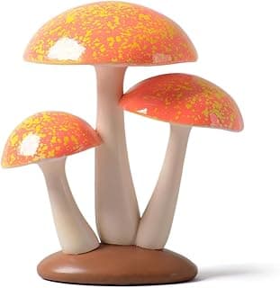 SEINHIJO Mushroom Decor Sculpture Garden Gifts Statue Outdoor Fairy Figurine Modern Patio Arts Polyresin 7.9inch
