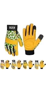 Gardening Gloves for Men and Women, Thorn Proof & Puncture Resistant Working Gloves, Gloves for Safety Work and Gardening, Gardening Gifts, Synthetic Leather Spandex Mechanic with Touchscreen Support