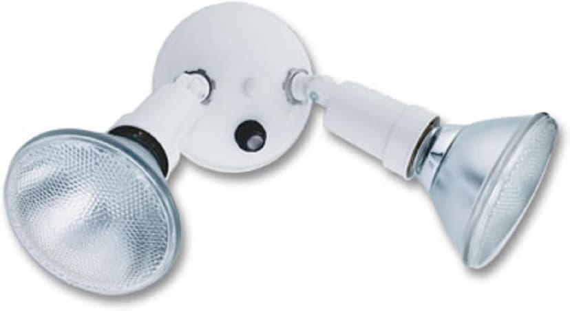 Lithonia Lighting Adjustable Dusk Dawn Security Light, Twin Par Outdoor Flood Light Holder, Photocell Sensor, 120 Volts, Uses 2 Lamps Up to 150W (Not Included), White (OFTH 300PR 120 P WH M12)