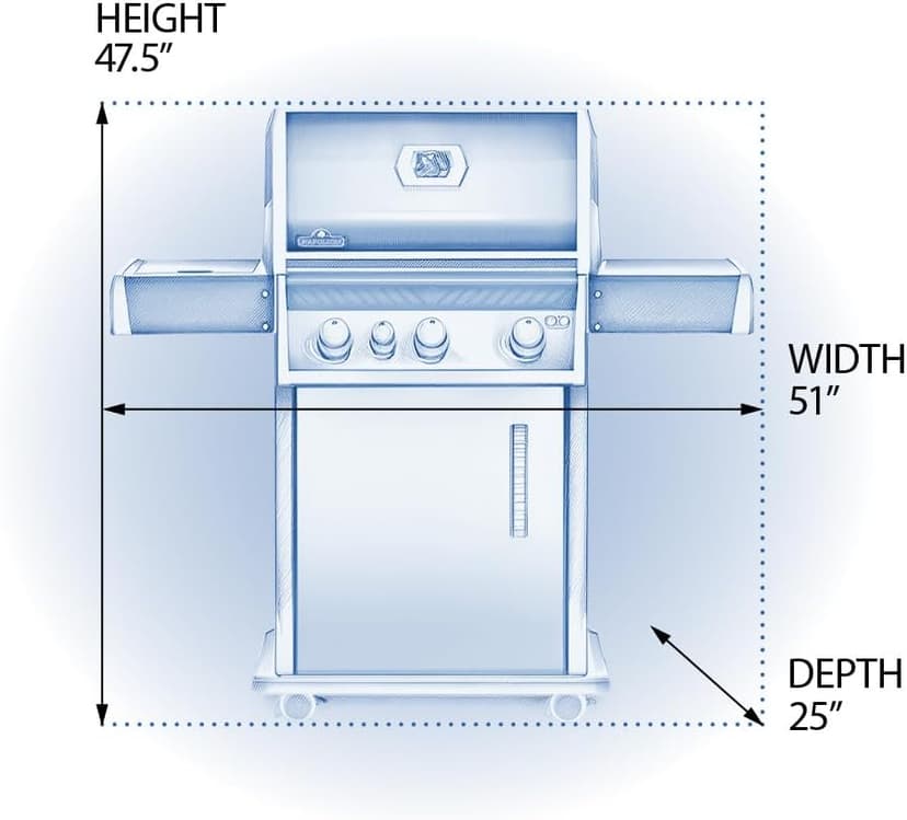 Napoleon - Rogue 425 Natural Gas Grill with Range Side Burner, Black, 3 Stainless Steel Main Burners