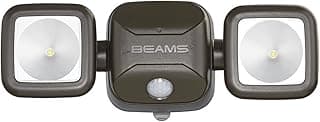 Beams MB3000 High Performance 500 Lumen Wireless Battery Powered Motion Sensing LED Dual Head Security Spotlight, Brown, 1-Pack