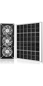 23.6'' Solar Ceiling Fan, 25W Solar Powered Hanging Fans for Outdoor Gazebo, Chicken Coop, Greenhouse, Shed, Dog House, 19.7 Ft Long Cord with On/Off Button