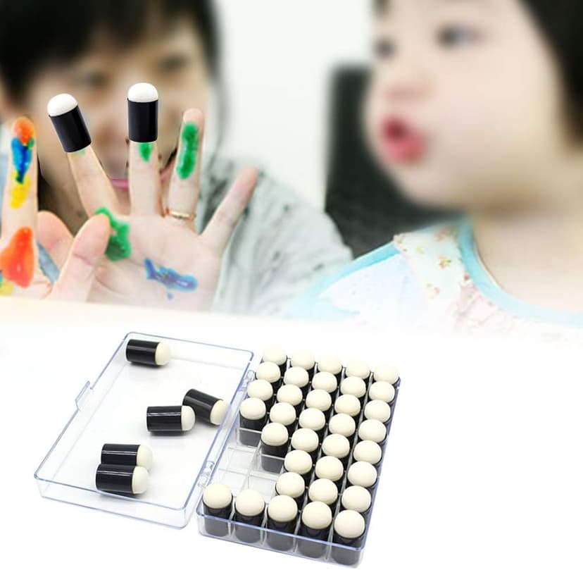 40pcs Finger Sponge Daubers with Storage Box for Painting Chalk Ink Card Making Drawing DIY Craft Handmade Finger Painting Sponge Set Craft Drawing Sponge Dauber Set Painting Projects-Daubers