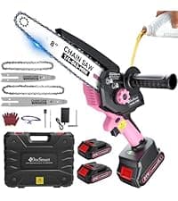 Mini Chainsaw Cordless, 8 inch & 6 inch Electric Chain Saw with 2 Pack Rechargeable Batteries, Battery Powered Handheld Saw for Trees Trimming Wood Cutting, Perfect Gardening Tools for Men Dad Husband