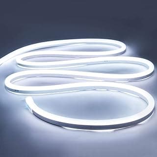 iNextStation Neon LED Strip Lights White 16.4ft/5m Neon Light Strip 12V Silicone Waterproof Flexible LED Neon Rope Lights for Bedroom Festival Indoor Outdoor Decor (Power Adapter not Included)