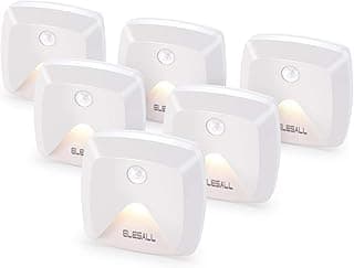 Stick-on Motion Sensor Lights, Warm White LED Night Light, Stick-Anywhere Stair Lights, Closet Light, Battery Operated Wall Light for Kitchen, Hallway, Bedroom, Bathroom, Stairs, 6-Pack