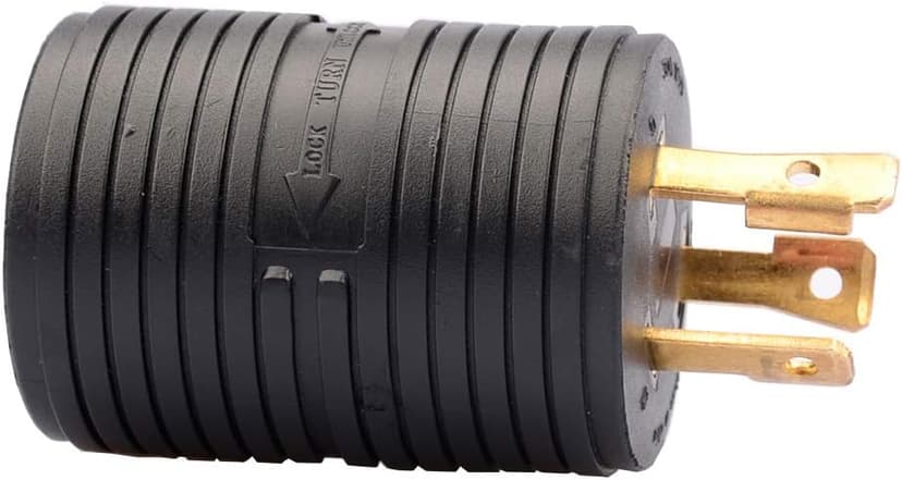 RVGUARD Generator Adapter Plug 3 Prong to 4 Prong, NEMA L5-30R to NEMA L14-30R Locking Adapter.