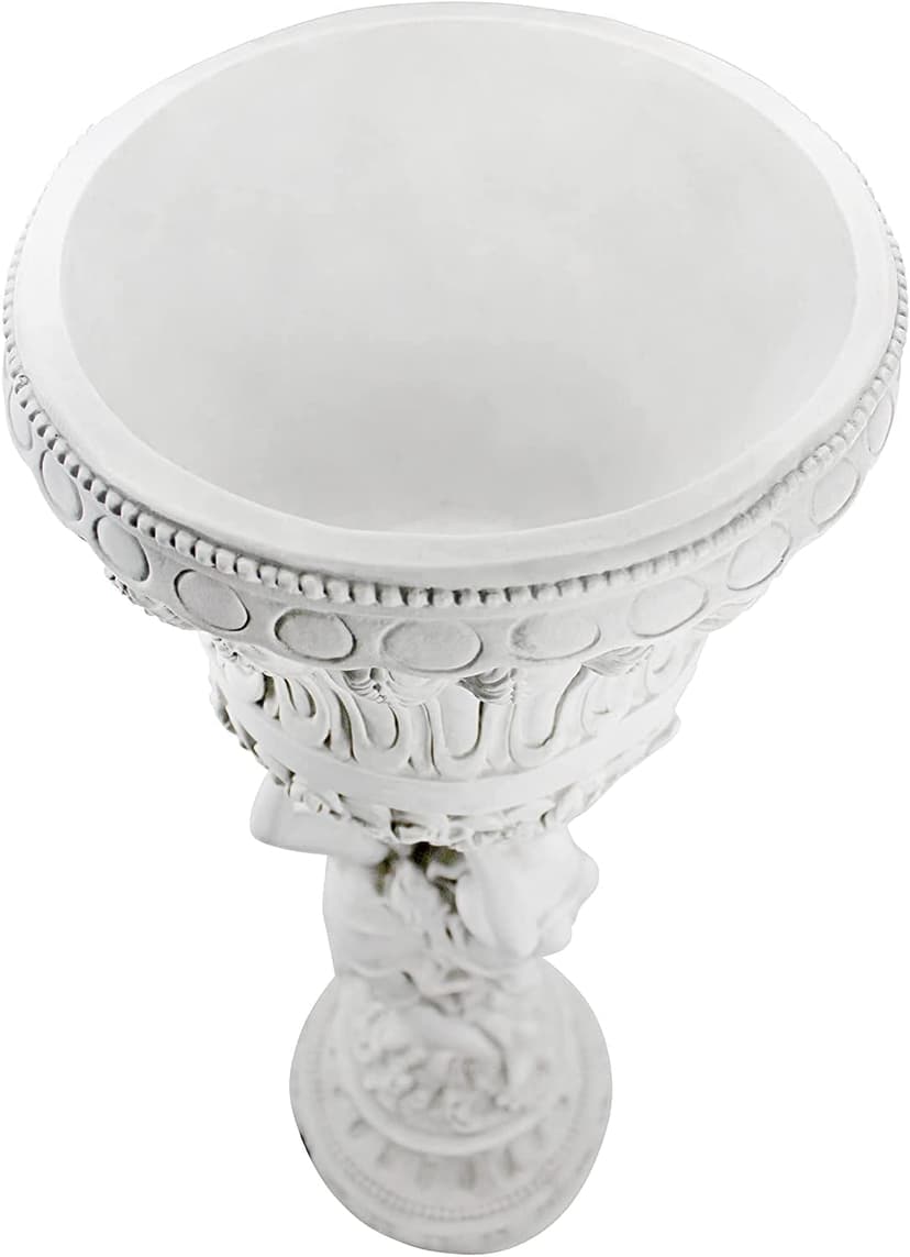 Design Toscano Les Filles Joyeuses Dancing Maidens Pedestal Column Plant Stand with Urn, 36 Inch Tall, Cast Stone Resin, Antique Stone Finish