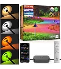 Lumary Smart Pathway Light Pro 700LM, RGBAICW Color Changing Landscape Lights with 8 Adjustable 355° Spot Lights IP65 Waterproof, 48FT Wired Outdoor Landscape Lighting, WiFi APP/Voice/Remote (4 Pack)