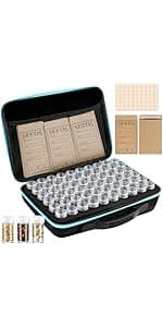 60 Slots Seed Storage Organizer with 20 Seed Envelopes, Sturdy Seed Organizer Storage Box with Zipper Bag Label Stickers(Seeds not Included), Seed Storage Container for Flower Plants Garden