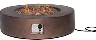 HOMPUS Outdoor Propane Fire Pit, 42 inch Round Gas Fire Pit Table,CSA Certified,Fire Table w 50000 BTU Stainless Steel Burner, Free Rocks & Rain Cover for Patio & Outside, Dark Bronze