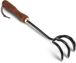 Gardening Tools Hand Rake, Stainless Steel Cultivator for Digging, Aerating Soil, and Weeding, Heavy Duty Garden Tool with Hanging Hole,Gardening Gifts for Women/Men