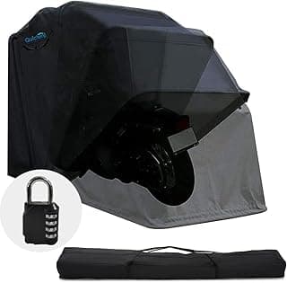 Quictent 136"x 54" Motorcycle Storage Shelter with Code Lock & Carry Bag Heavy Duty Vehicle Shed Cover Garage Tent with 2 Roll-Up Side Windows - Black
