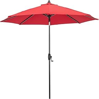 Ulax furniture Sunbrella 9Ft Patio Umbrella, Outdoor Market Table Umbrella with Push Button Tilt&Crank, (Jockey Red)