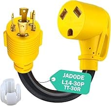 Locking RV Generator Adapter 30Amp 4 Prong Male to 30Amp Female 125/250 Volt Dogbone RV Power Adapter NEMA L14-30P to TT-30R with Heavy Duty STW 10AWG 3C Wire Pigtail Adapter Cord