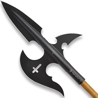 Honshu Halberd Spear | High Carbon Steel | Black Oxide Coating | Cross Cut-Out Accent | Length 19 3/5”