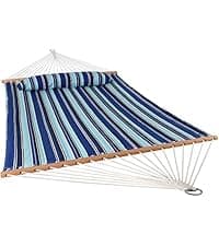 Sunnydaze Handwoven XXL Thick Cord Mayan Double Hammock for Outside - 625-Pound Capacity Heavy-Duty Outdoor Hammock - Blue
