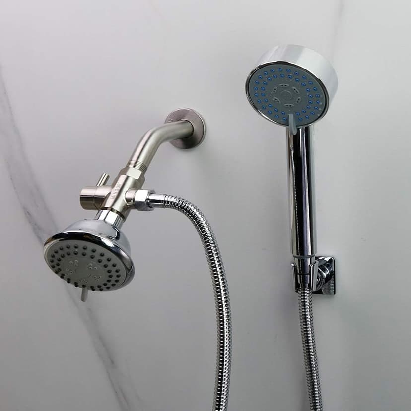 Shower Arm Diverter Valve for Hand Held Showerhead and Fixed Spray Head,G 1/2 3-Way Bathroom Universal Shower System Replacement Part/Brass (Brushed Nickel)