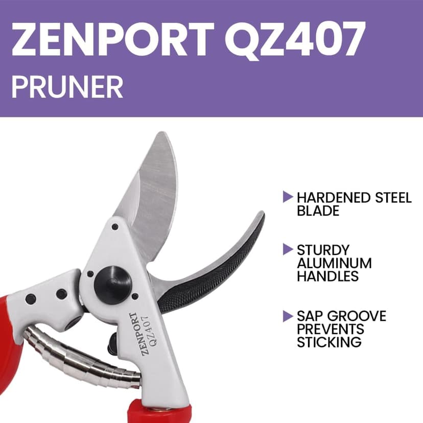 Zenport QZ407 Rotating Professional Pruner, 1-Inch Cut, 8.25-Inch Long, Red
