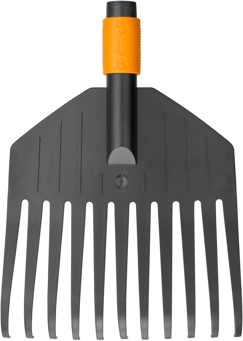 Fiskars Leaf Broom, Tool Head, Small, 11 Tines, Width: 21.3 cm, Plastic Tines, Black/Orange, QuikFit, 1000659