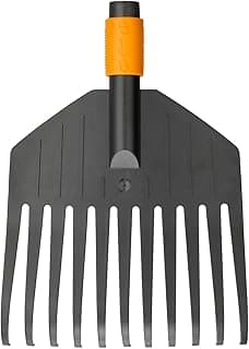 Fiskars Leaf Broom, Tool Head, Small, 11 Tines, Width: 21.3 cm, Plastic Tines, Black/Orange, QuikFit, 1000659